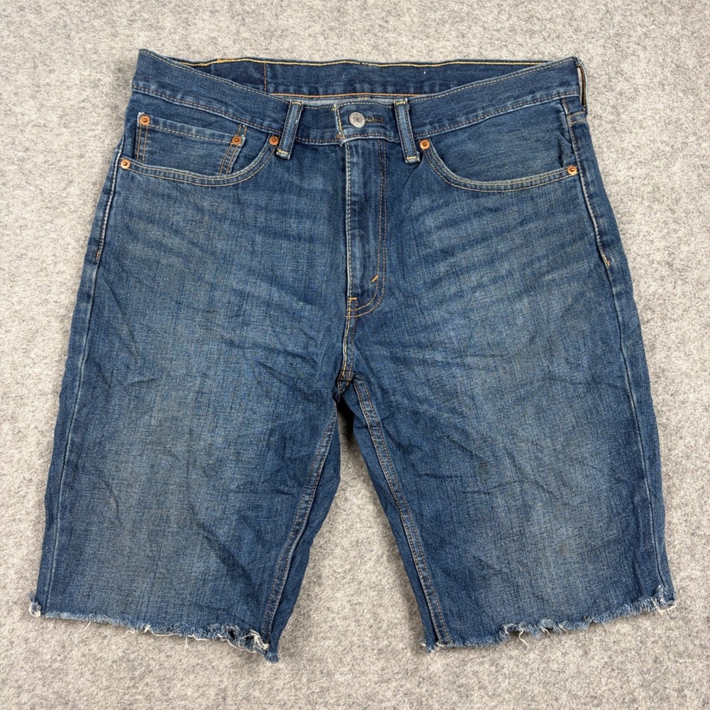 Levis 511 Shorts Mens 34 Blue Denim Cut Off Raw Hem Casual Summer